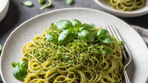 Microgreens pesto s cestovinami